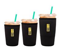 HEYSKAY Insulated Coffee Cup Sleeves Reusable Neoprene Iced Coffee Sleeve for Hot Cold Drinks Beverage Cooler sleeve Coffee Koozies 16-32OZ for Starbucks Dunkin Coffee and More(Black)