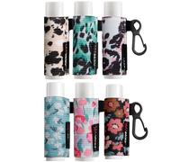 HEYSKAY Lip Balm Holder Sleeves Keychain Compact Clip On Lipstick Holder Chapstick Holder Lip Gloss Holder Keychain Chapstick Elastic Sleeves, Leo and Floral Patterns, 6 Count (Pack of 1)