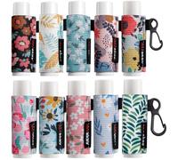 HEYSKAY Lip Balm Holder Sleeves Keychain Compact Clip On Lipstick Holder Chapstick Holder Lip Gloss Holder Keychain Chapstick Elastic Sleeves, Floral Patterns