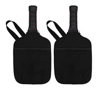 HEYSKAY Pickleball Paddle Cover - Racket Sleeve Bag with Handle Strap - Protective Paddle Sleeve with Mesh Pocket - Sport Carry Bag - Pack of 2 (Black x2)