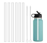 HEYSKAY Replacement Straw Compatible with Hydro Flask 12-64oz Wide Mouth Water Bottle with 2 Straws Brushes, 6 Pcs Reusable Clear Plastic Straws for Other Brand Insulated Wide Mouth Sport Water Bottle