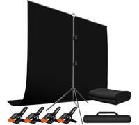 Heysliy Black Screen Backdrop with Stand 2x2M - Photography Backdrop Kit with Adjustable T-Shape Stand for Streaming, Gaming, Photo Studio, Shooting Videos