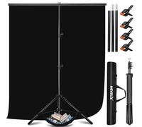 Heysliy Black Screen Blackground with Stand 2x2M/6.5x6.5Ft,1.5 x2M BlackScreen Photography Backdrop Kit for Gaming,Photo Studio,Stream,Chroma Key
