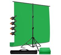 Heysliy Green Screen 2x3M Background with T Backdrop Stand 6.5x9.5Ft