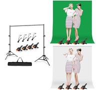 Heysliy Photography Backdrop Stand 3m x 2m Bundle with Green Screen 2x3M And White Screen 2x3M