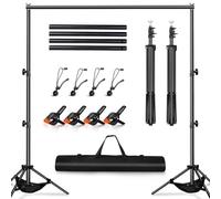 Heysliy Portable Backdrop Stand Kit for Photography, Adjustable 2 x 3M Photo Backdrop Stand with Sandbags & Clamps, Lightweight Aluminum Backdrop Frame for Wedding, Party, Livestream & Studio Setup