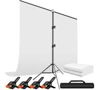 Heysliy White Backdrop with Stand 2x2M/6.5x6.5Ft,1.5 x2M Whitescreen Photography Backdrop with T-Shape Stand Kit for Gaming,Photo Studio,Streaming,Shooting Videos