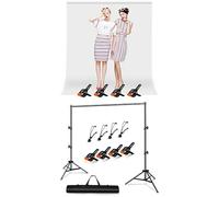 Heysliy White Screen Backdrop 2x3M Bundle with Backdrop Stand Kit 3m x 2m