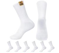 HeySocks Mens White Crew Socks - Sports Thin Athletic Breathable Running Long Socks 6 Pairs
