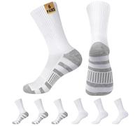 HeySocks Mens White Crew Socks - Sports Thin Athletic Breathable Running Long Socks 6 Pairs