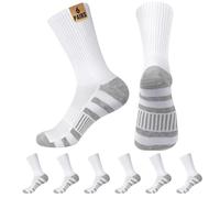 HeySocks Mens White Crew Socks - Sports Thin Athletic Breathable Running Long Socks 6 Pairs