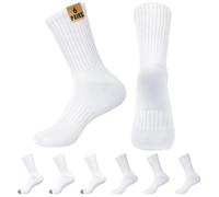 HeySocks Mens White Crew Socks - Sports Thin Athletic Breathable Running Long Socks 6 Pairs