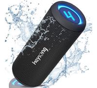 HEYSONG Bluetooth Speaker, Portable Wireless Waterproof Speakers with Led Light, 30W Stereo, Good Bass, TF Card, USB Playback, Dual Pairing For Camping, Pool, Shower, Bike, Kayak, Beach, Gifts for Men