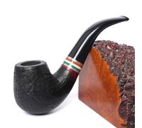 Heysong Handmade English Sherlock Holmes Pipe Wooden Pipe Briar Smooth Pipe fit 9mm Bent Stem HSAA20363 (Black)