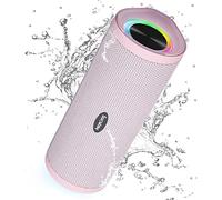 HEYSONG Portable Bluetooth Speaker, Waterproof Wireless Outdoor Speakers with LED Light, Enhanced Bass, IPX7 Floating, 40H Play, TF Card, True Wireless Stereo for Party, Shower, Gifts for Women - Pink