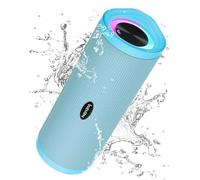 HEYSONG Portable Bluetooth Speaker, Waterproof Wireless Outdoor Speakers with LED Light, Enhanced Bass, IPX7, 40H Play, TF Card, True Wireless Stereo for Beach, Pool, Bike, Gifts for Men - Sky Blue