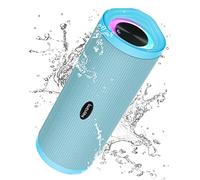 HEYSONG Portable Bluetooth Speaker, Waterproof Wireless Outdoor Speakers with LED Light, Enhanced Bass, IPX7, 40H Play, TF Card, True Wireless Stereo for Beach, Pool, Bike, Gifts for Men - Lake Blue