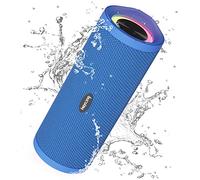 HEYSONG Portable Bluetooth Speaker, Waterproof Wireless Outdoor Speakers with LED Light, Enhanced Bass, IPX7 Floating, 40H Play, TF Card, True Wireless Stereo for Party, Shower, Gifts for Men - Blue