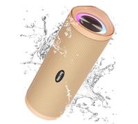 HEYSONG Portable Bluetooth Speaker, Waterproof Wireless Outdoor Speakers with LED Light, Enhanced Bass, IPX7, 40H Play, TF Card, True Wireless Stereo for Party, Shower, Gifts for Women-Yellow