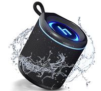 HEYSONG Portable Bluetooth Speaker with HD Sound, Small Waterproof Shower Speaker with Microphone, RGB Lights, Pairing for Beach, Travel, Camping, Office, Home and Outdoor, Black