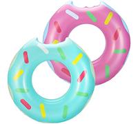 HeySplash Inflatable Pool Floats, 2 Pack Donut Pool Floaties, Pink + Teal