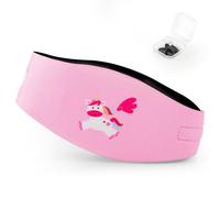 HeySplash Kids Swimming Headband with Ear Plugs, 2 Pair Soft Reusable Swim Earplugs, Waterproof Swimmer Headband for Kids, Ear Protection, M, Pink Unicorn