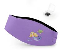 HeySplash Kids Swimming Headband with Ear Plugs, Soft Reusable Swim Earplugs, Waterproof Swimmer Headband for Kids, 2 Pair Ear Protection, S, Purple Mermaid