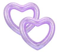 HeySplash Pool Floats,2 Pack Heart Inflatable Pool Floaties, Glitter Purple