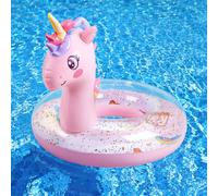 HeySplash Pool Floats Kids, Inflatable Swimming Rings, Pink Unicorn
