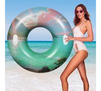 HeySplash Pool Tubes for Adult, 1 Pack Large Pool Floats with Handles, Inflatable Swim Rings Lounge, PVC Floating Tubes Swim Floaties Swimming Pool Beach Lake River, Green