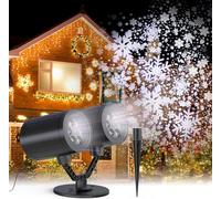 HeyStookie Christmas Snowflake Projector Double Head Waterproof Decorative Lighting for Christmas Home Party