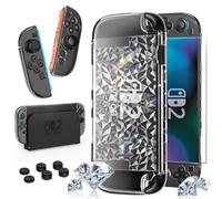 HEYSTOP [120 pcs] Cover for Nintendo Switch 2 Dockable PC Protective Cover Clear Protective Case with Tempered Film and Thumb Grips for Nintendo Switch 2 Controller Accessories