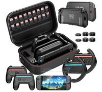 HEYSTOP Case for Nintendo Switch 2 Accessories Bundle with Switch 2 Dockable Protective Cover Switch 2 Tempered Film,Switch 2 Racing Wheels Joycon Grip Cover for Nintendo Switch 2 Controller