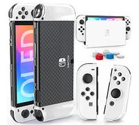 HEYSTOP Case for Nintendo Switch OLED Model, Dockable Cover Hard PC Protector Case for Switch OLED Grips,Switch OLED Console and Accessories with Thumb Stick Caps