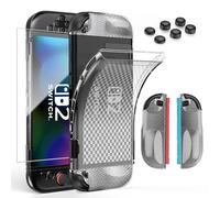 HEYSTOP Switch 2 Case for Nintendo Switch 2 Clear Soft TPU Protective Case Cover for Nintendo Switch 2 Grip with a Switch 2 Tempered Glass Screen Protector and 6 Thumb Stick Caps