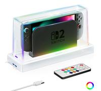 HEYSTOP Switch 2 Dust Cover for Nintendo Switch 2 Dock, Switch 2 Protection Case Cover for Nintendo Switch 2 Accessories with Multiple LED Lighting Options Anti-Dust and Anti-Scratch