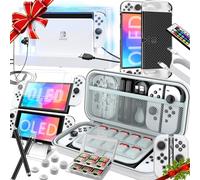 HEYSTOP Switch OLED Accessory Kits,Switch OLED Bundle with Dust Cover/Protective Cover/Tempered Protective Film/Game Card Case Accessories for Nintendo Switch OLED