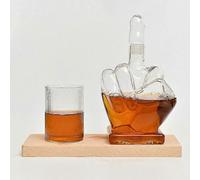 Heytea Middle Finger Decanter Men Whiskey Decanter Set Glass Decanter+Airtight Stopper,100% New
