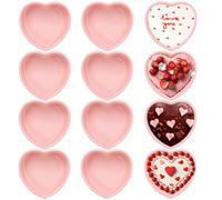 HEYTIMI 12 PCS Silicone Heart Shaped Cake Pans 5 Inches Mini Heart Shaped Cake Pans Nonstick Heart Baking Cake Mold for Birthday, Wedding (Pink)
