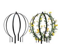 HEYTIMI 2 PCS Large Metal Trellis Obelisks Sturdy Round Circle Trellis for Climbing Plant Support Indoor Outdoor Potted Vines, Cucumbers & Flowers, Patio Doorway Garden Decor (Black, 25.20 x 21.26'')