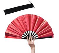 HeyToo Large Shining Rave Folding Hand Fan Clack Handheld Fan for Party Night Club Festival Halloween Outfit Accessories 13inch Red