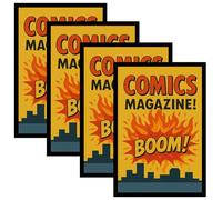 HEYTUYA 4 Pack Comic Book Frame Display up to 6 3/4 x 10 1/4 Comic Book for Wall and Tabletop Display, Comic Book Display Frame with Shatter Resistant Plexiglass for Comics Set of 4, Black