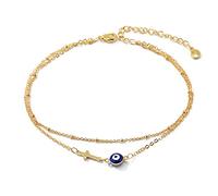 HEYU Ankle bracelets for women girls, anklets for women 18K Gold Plated Beach Dainty Cute Adjustable Size Stainless steel ankle bracelets Personalized Foot chain Summer Jewelry Gifts, Stainless Steel