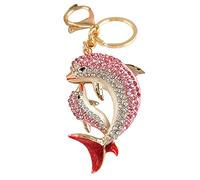 HEYU Cute Dolphin Artificial Diamond Keyrings, Ocean Charm Animal Pendant (Pink), One Size