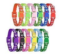 Heyu-Lotus 12-Pack Puppy Collars,Paw Print Puppy Whelping Collars Quick Release Buckle Adjustable Leash Pet Safety Collars for Puppies and Cats (M)