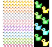 Heyu-Lotus 150 PCS Mini Luminous Resin Ducks Age 3+, Colorful Tiny Glow Small Ducks Miniature Figures for Aquarium Garden Landscape Dollhouse Ornament Potted Birthday Party Decorations