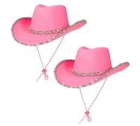 Heyu-Lotus 2 Packs Cowgirl Hats Western Themed Hen Night Fancy Dress Ladies Festival Cowboy Costume Accessories(Pink)