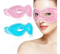 Heyu-Lotus 2 Pcs Cooling Eye Mask, Reusable Gel Eye Mask for Puffy Eyes Freezer Eye Mask Hot Cold Therapy Eye Mask for Swollen Eyes, Dark Circle, Swollen Eyes, Stress, Headache, Migraine(Blue&Pink)
