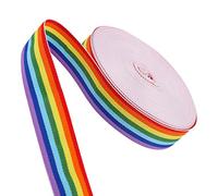 Heyu-Lotus 20M Rainbow Grosgrain Ribbon Roll - 25mm Wide, Double Sided Fabric Strip for Arts, Crafts, DIY, Gift Wrapping, Wedding, Birthday Party Decoration