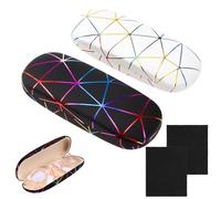 Heyu-Lotus 2pcs Hard Shell Glasses Case Eyeglasses Case Protective Case with Cleaning Cloth fits Most Glasses and Sunglasses for Men Women